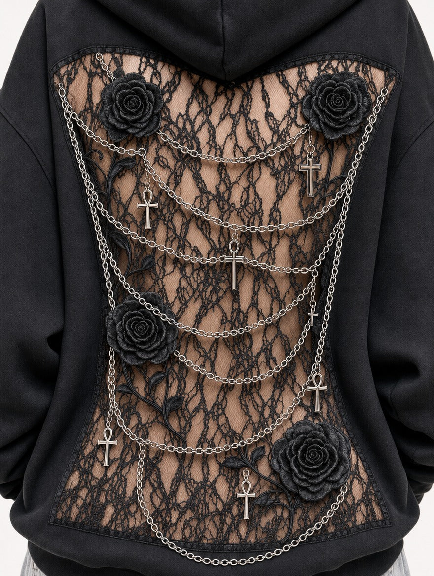 Black rose and lace detail